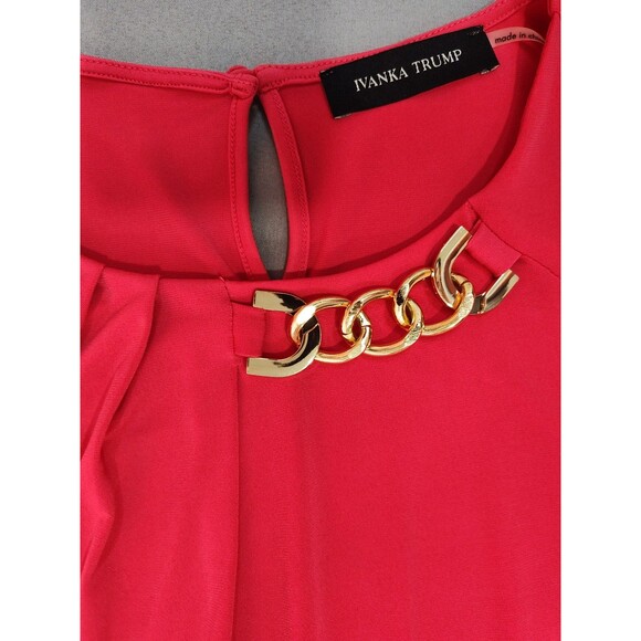 Women's Ivanka Trump Sleeveless Gold Chain Pleated Top Pink Small - Picture 4 of 5